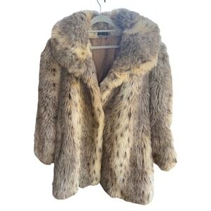 Vintage Lady Suzette Multicolor Faux Fur Mid-Length Coat 70s Size XL *READ*